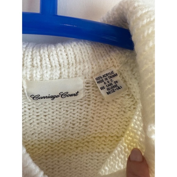 Vintage 80s Carriage Court Pastel Striped Knit Hoodie Sweater – Made in Taiwan - Picture 6 of 10